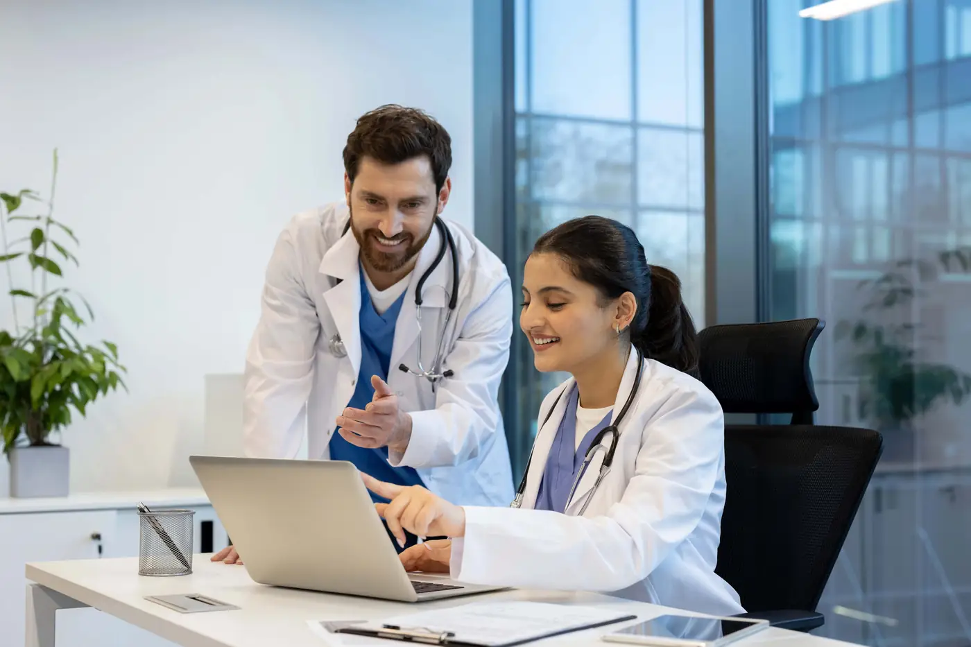 Doctors collaborating in stem cell research